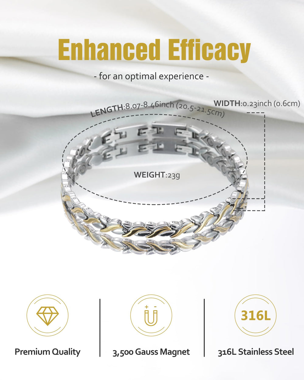 Bracelet length display of 8.07 inches on Jecanori Mermaid Series