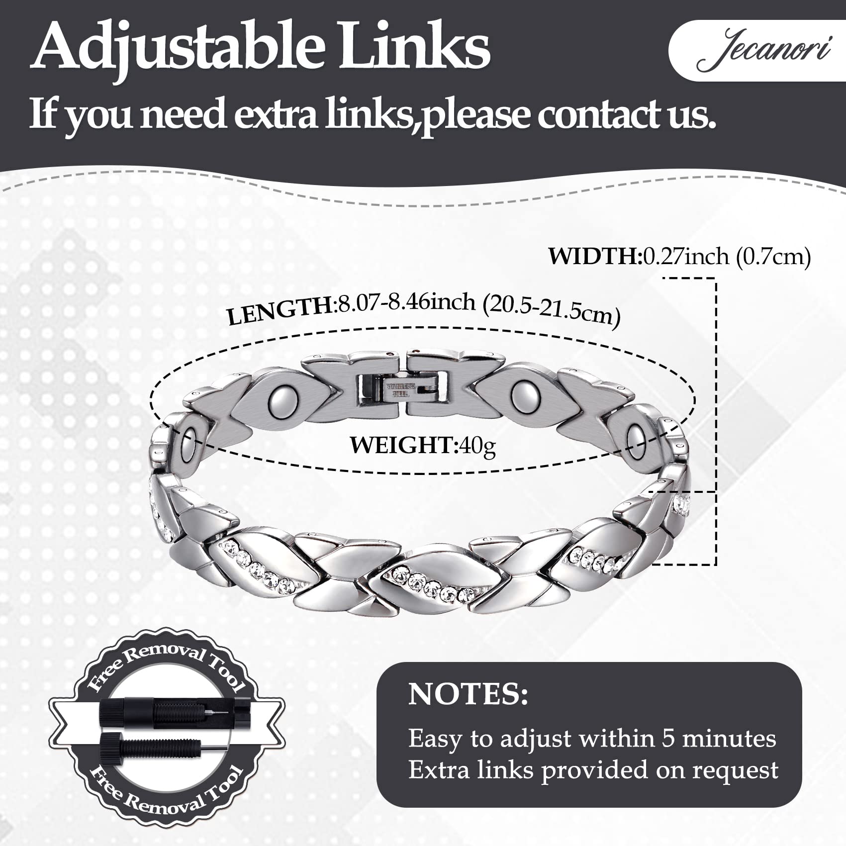Jecanori ultra magnetic bracelet with 3500 Gauss magnets for daily wear