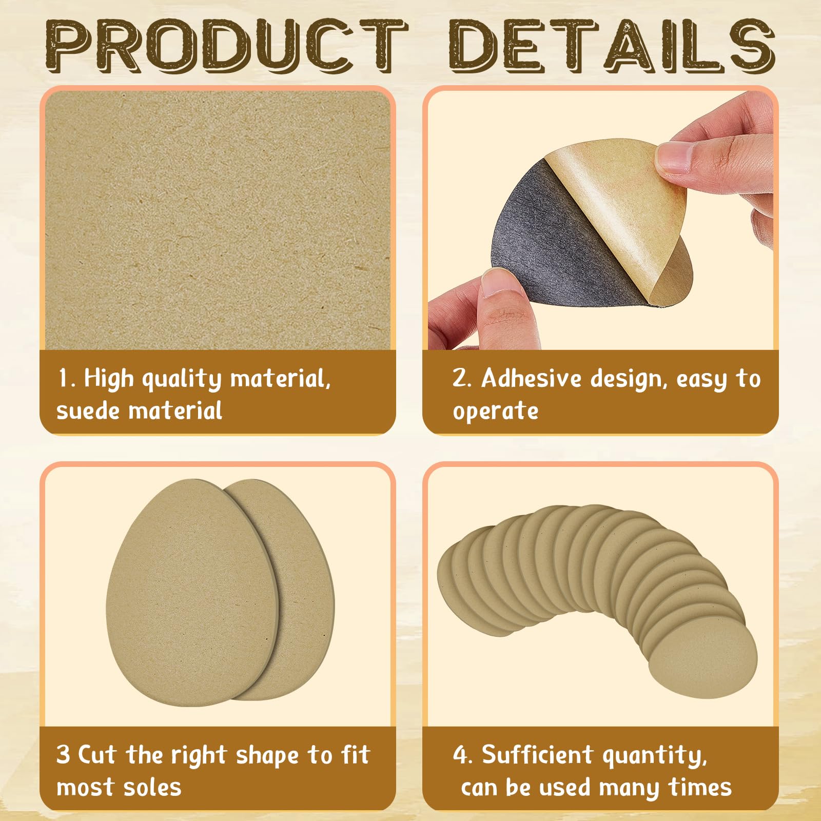 Beige suede sole pads applied to a shoe for DIY upgrade