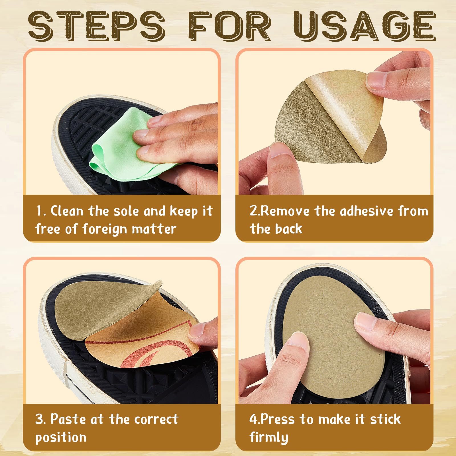 Jecery pads shown fitting multiple shoe types for versatility