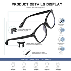 Jectieey front-view floral-frame glasses, lightweight and stylish for all-day wear