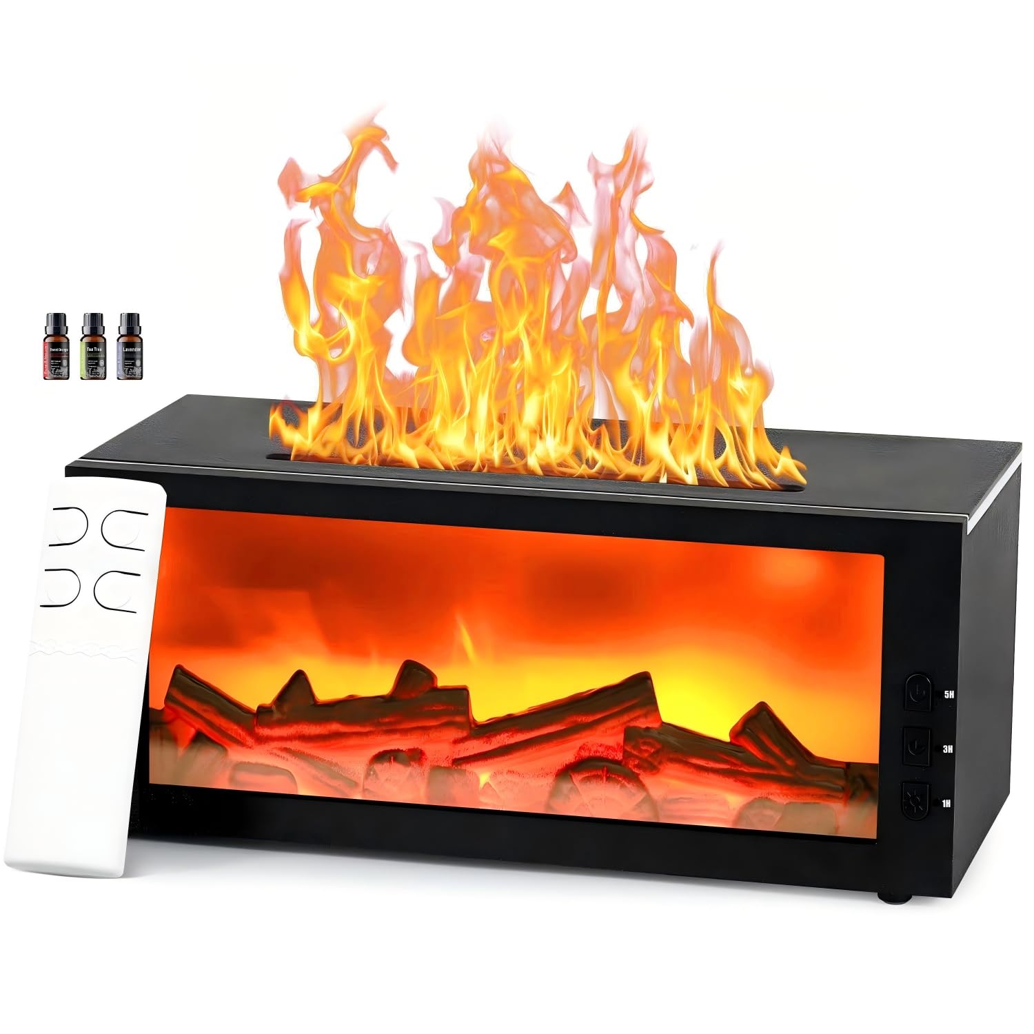 Jefuzh upgraded 300ml fireplace diffuser with warm flame lighting enhances ambience