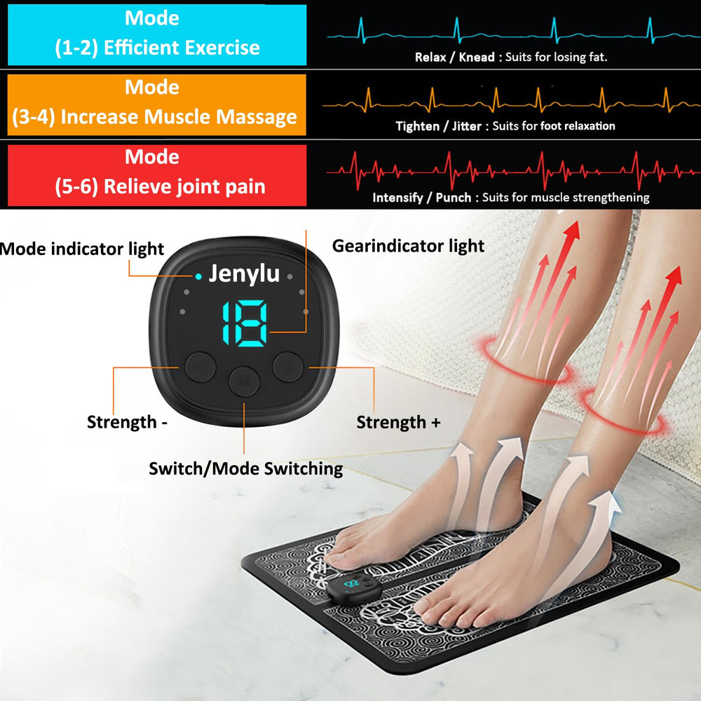 Jenylu EMS Foot Massager Mat folded and compact for travel