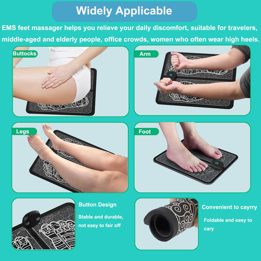 Jenylu EMS Foot Massager Mat soft yoga-mat material provides gentle support