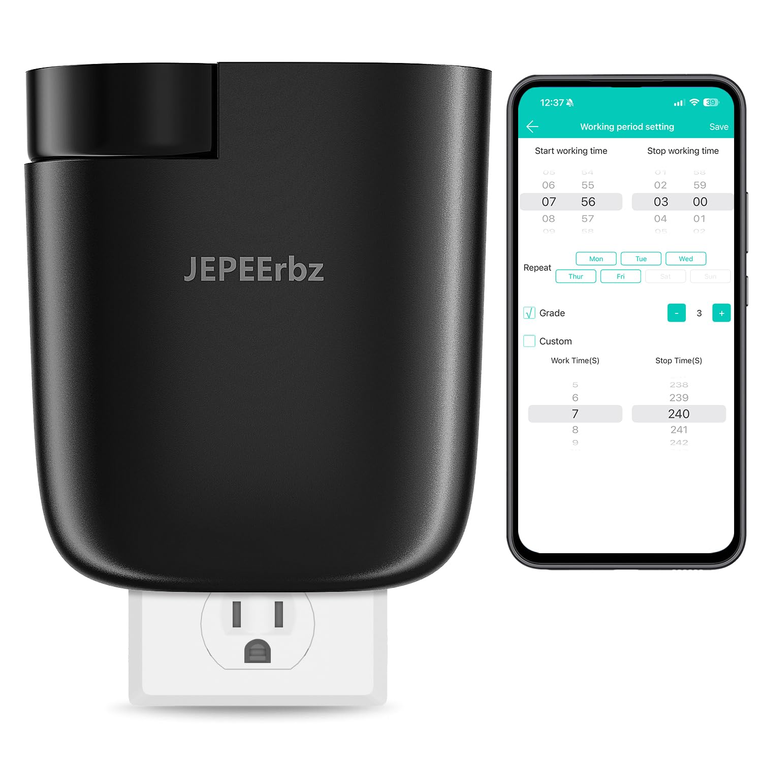 JEPEErbz plug-in diffuser mounted on wall outlet delivering steady fragrance for a room.