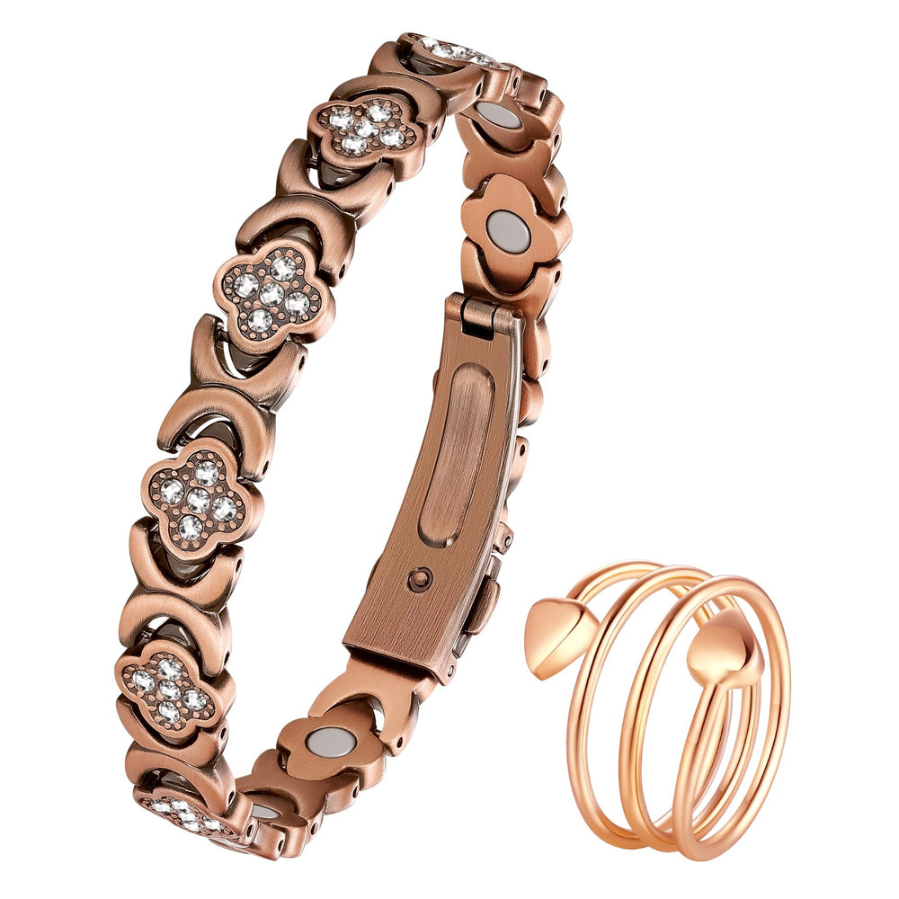 Jeracol 99.9% copper bracelet with magnets, closeup, durable daily wear.