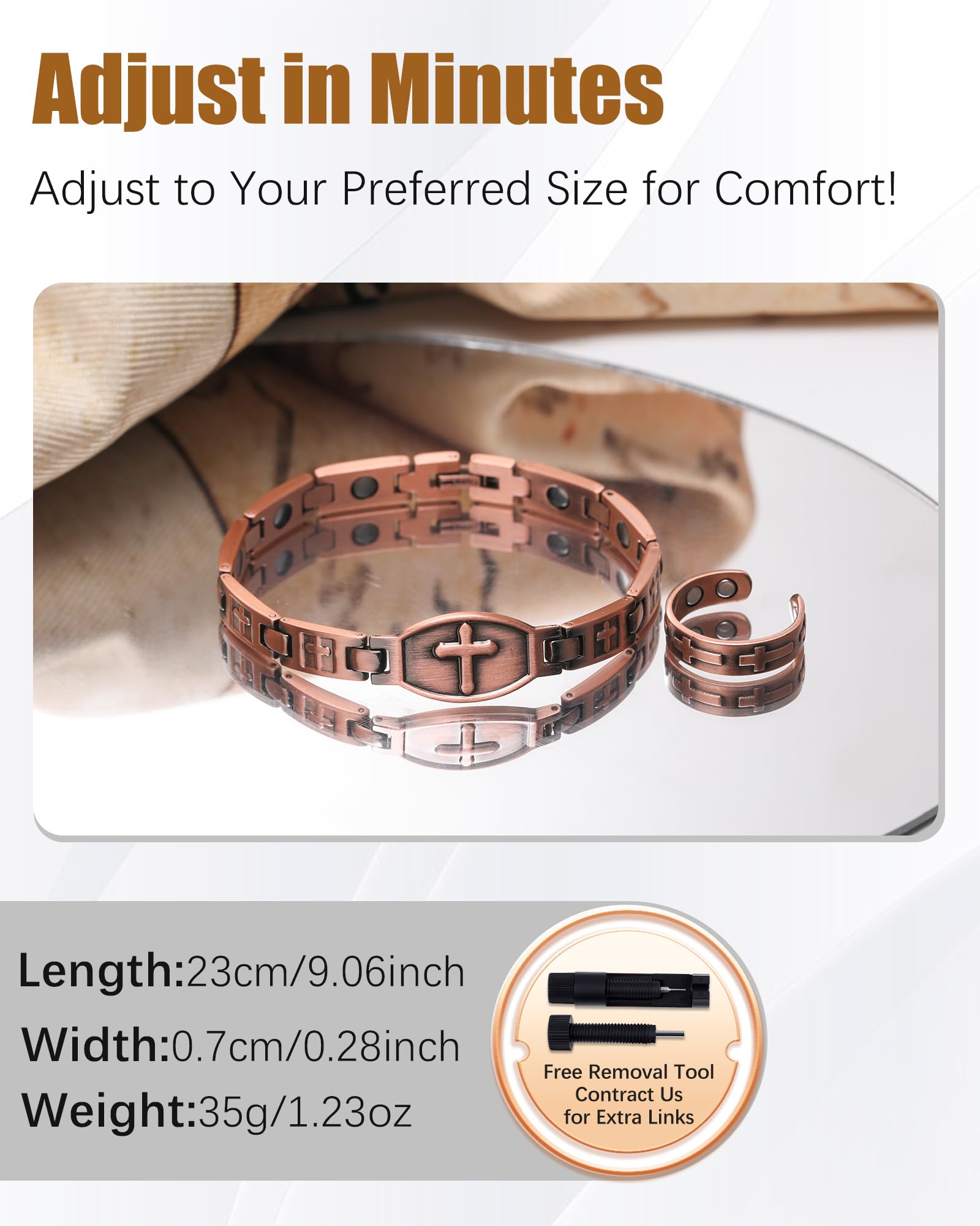 Jeracol sizing tool included for easy length adjustments and a secure fit.