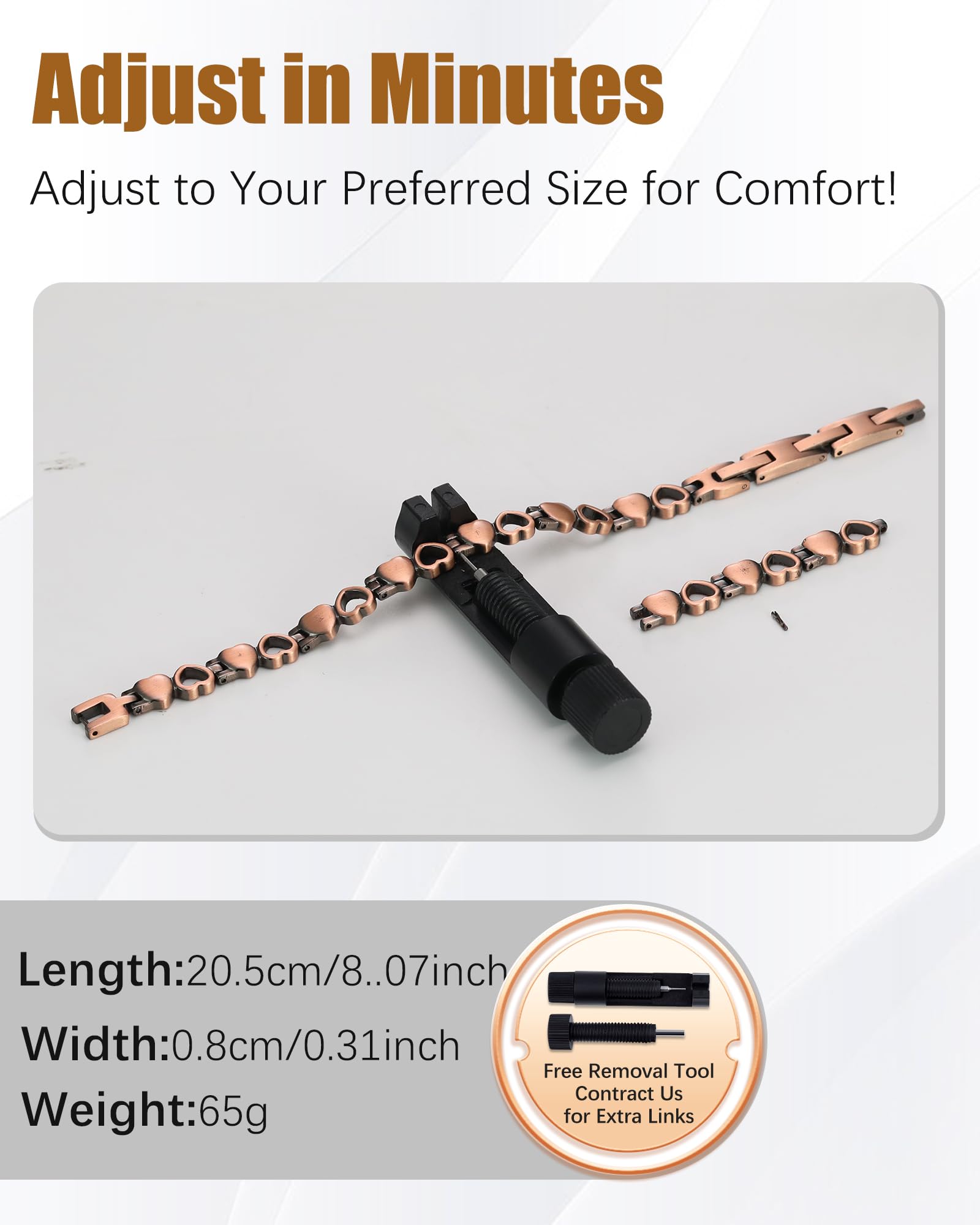 Jeracol copper bracelet worn on wrist showing lightweight comfort