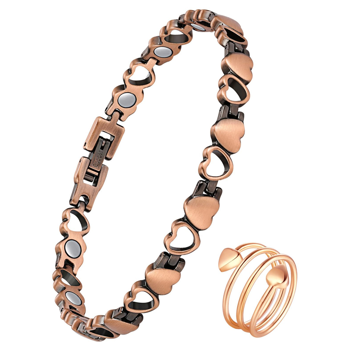 Jeracol copper bracelet close-up with magnets for daily wellness support