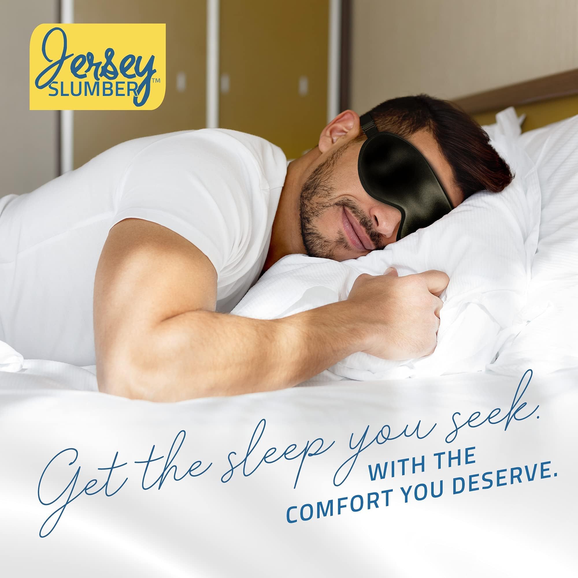 Jersey Slumber relajación visual invita a relajarse con máscara suave de seda.