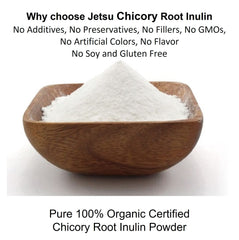 Jetsu Inulin Powder chicory root pour; supports easy fiber boost in beverages.