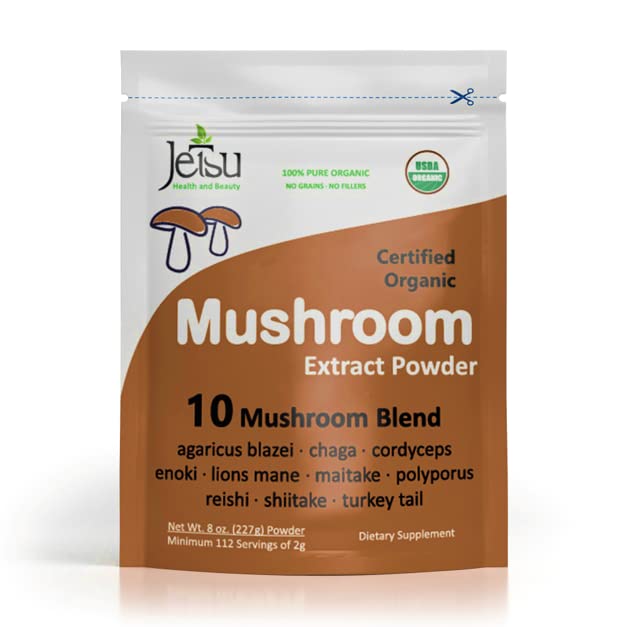 Jetsu Mushroom Extract Powder cup-mix suggesting versatile daily use in recipes