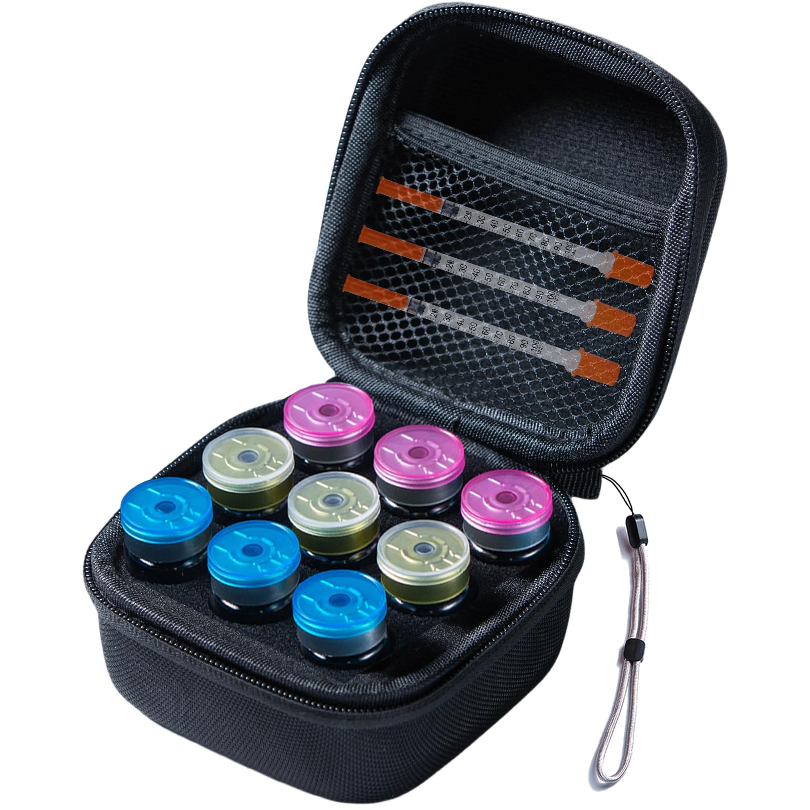 JFGLORIX estuche compacto para insulina, ideal para refrigerador y acceso rápido.