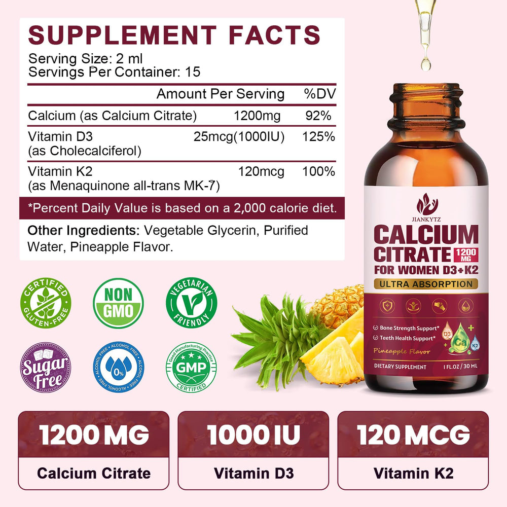 jiankytz calcium citrate drops—liquid form for easy dosing on an empty stomach