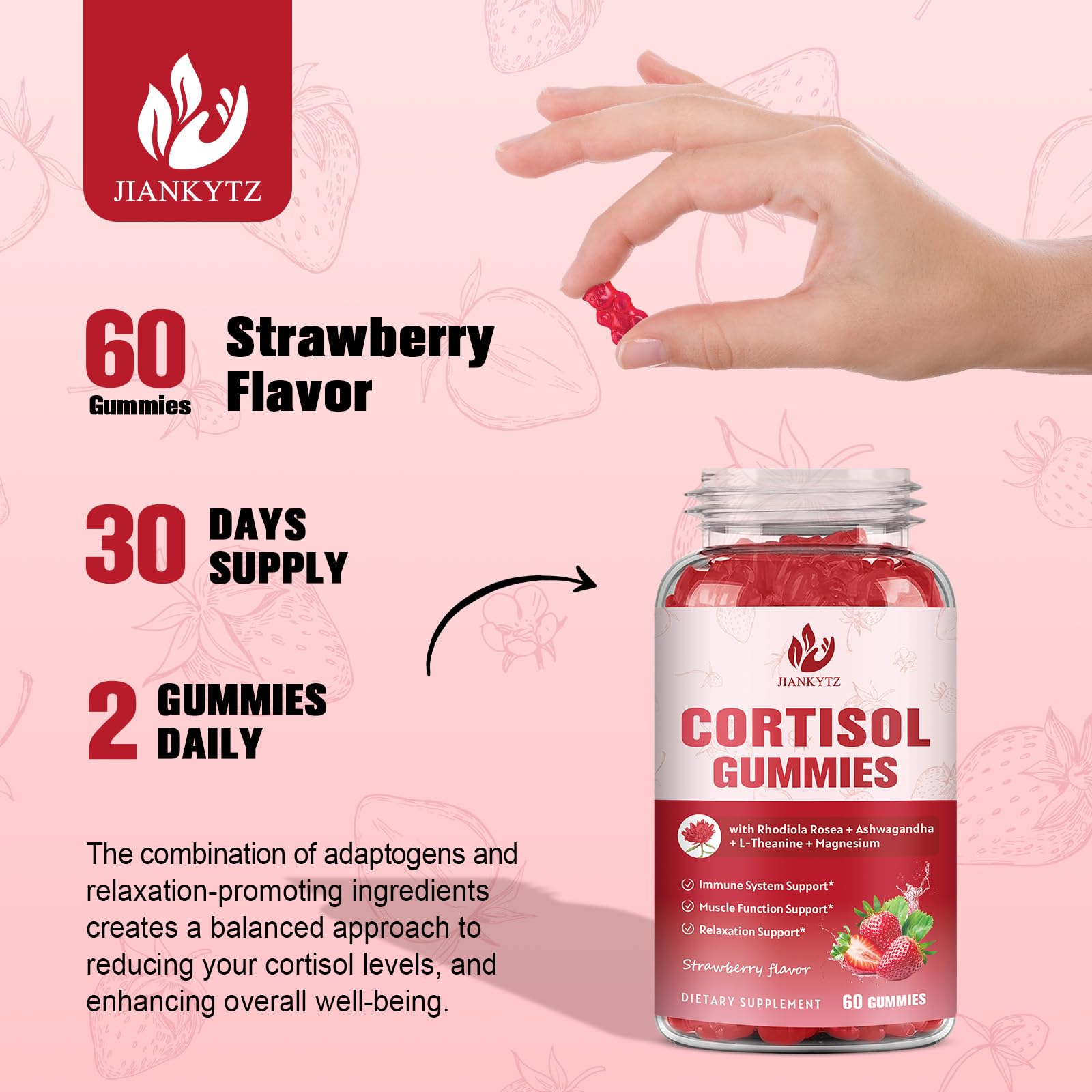 JIANKYTZ Cortisol Gummies shown as part of a simple daily routine