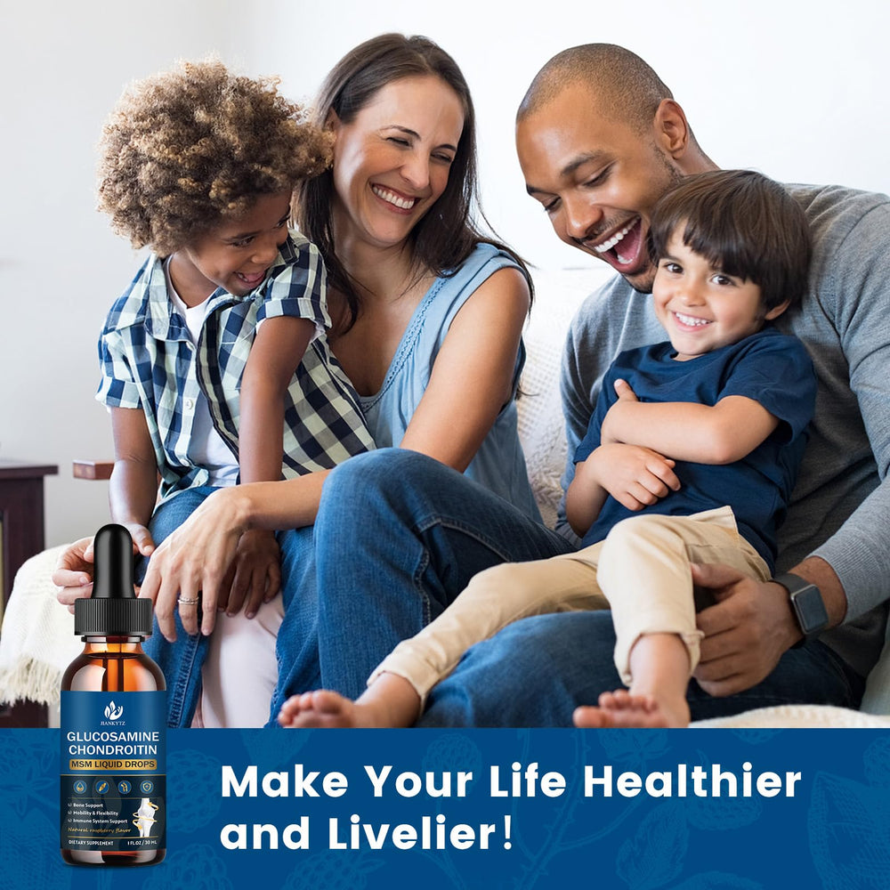 JIANKYTZ glucosamine drops on kitchen counter ready to mix with beverages