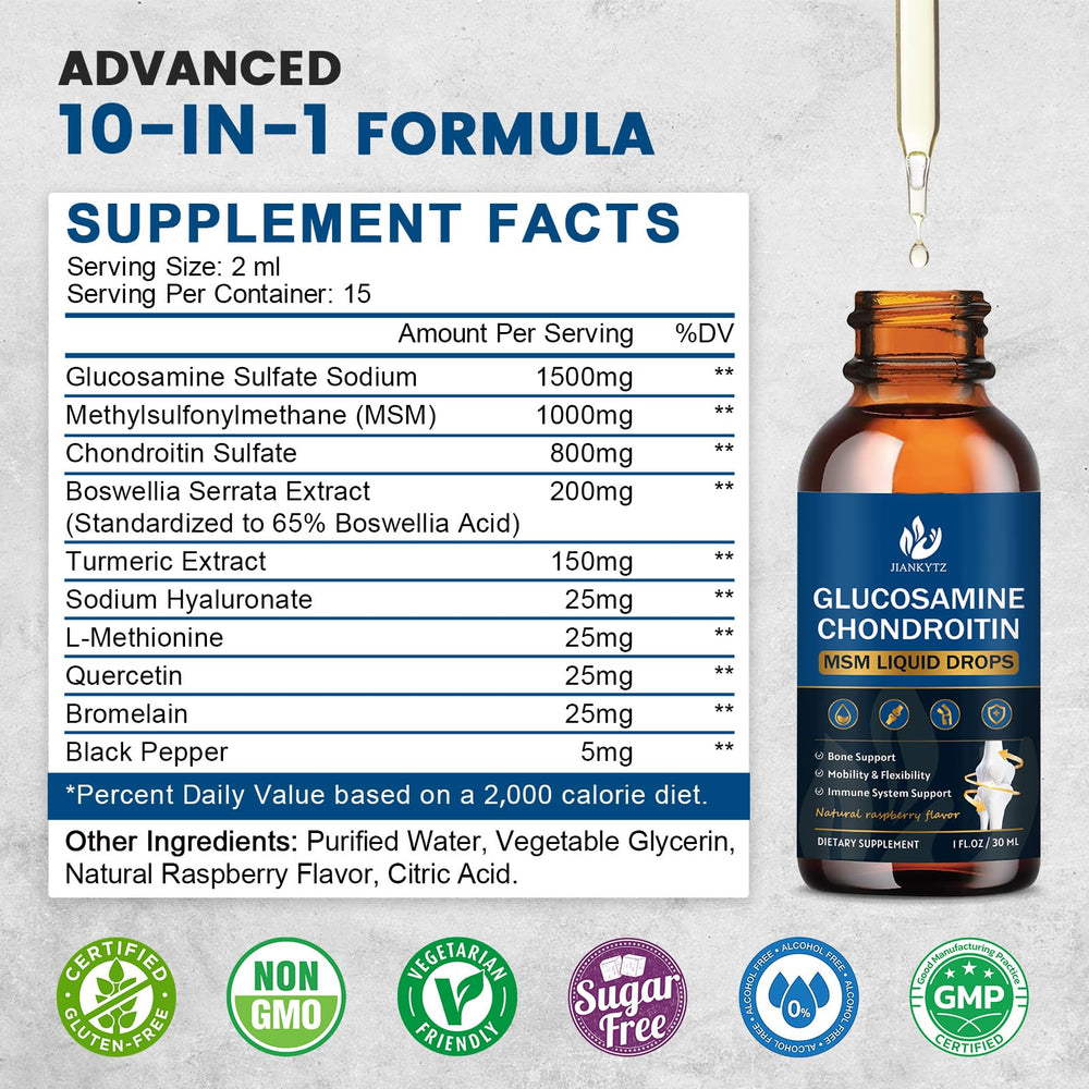 JIANKYTZ glucosamine drops pour image showing precise dosing