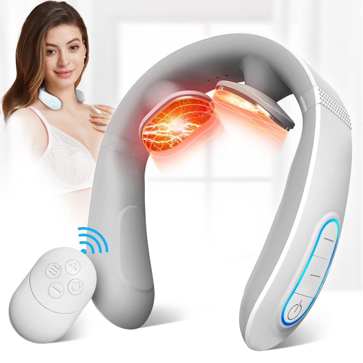 JICHAMOXY neck massager front view for soothing neck tension