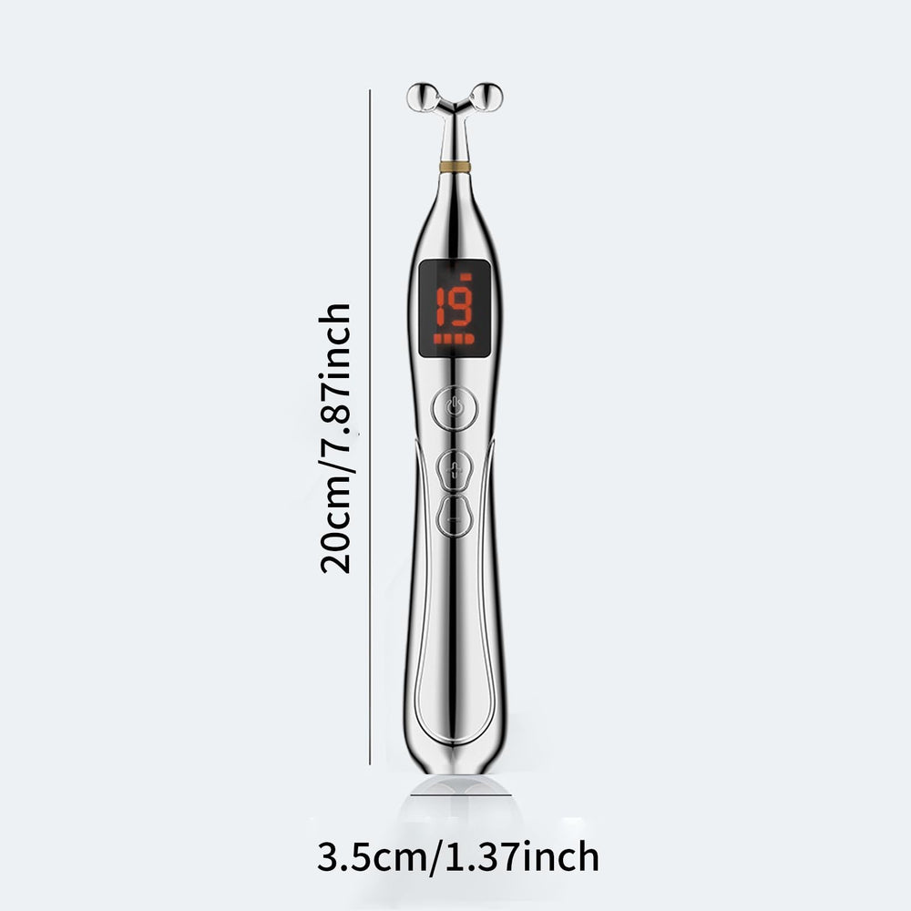 Front view of the JIELUO Acupuncture Pen showing ergonomic design for easy handling.