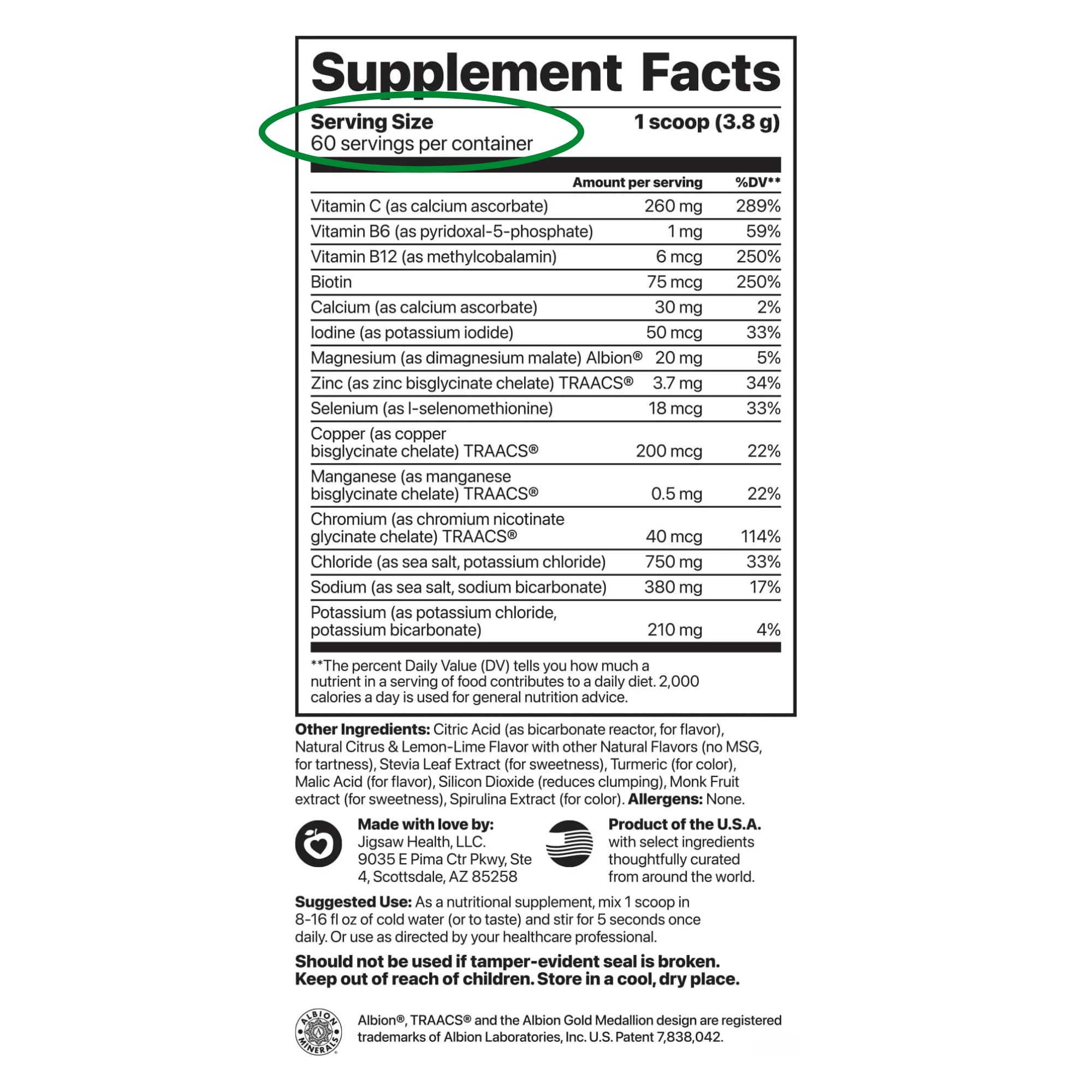 Close-up of Jigsaw Health Electrolyte Supreme powder jar showing full-spectrum minerals.