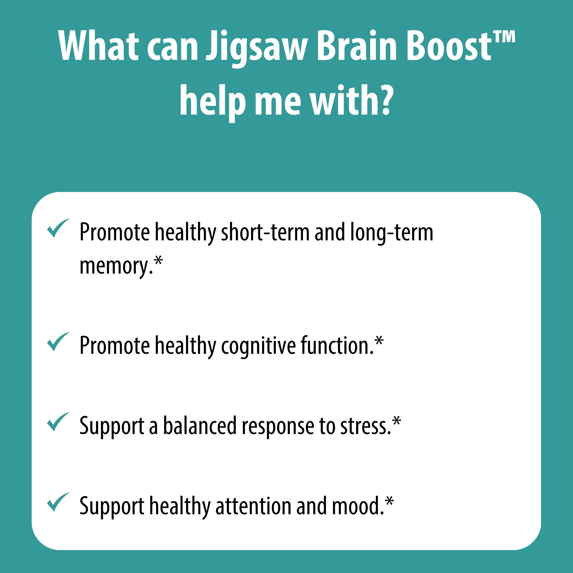 Jigsaw Brain Boost bottle side displays serving size and ingredients.
