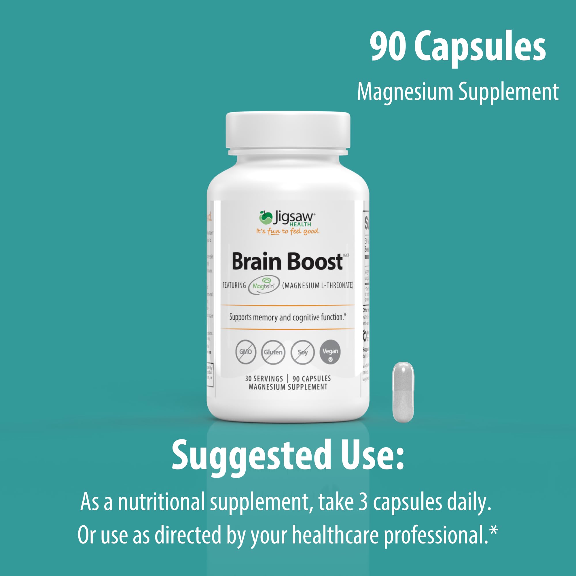 Jigsaw Brain Boost branded packaging communicates quality and purpose.
