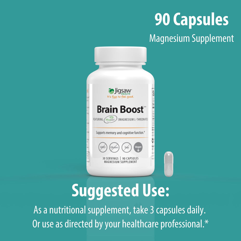 Jigsaw Brain Boost branded packaging communicates quality and purpose.
