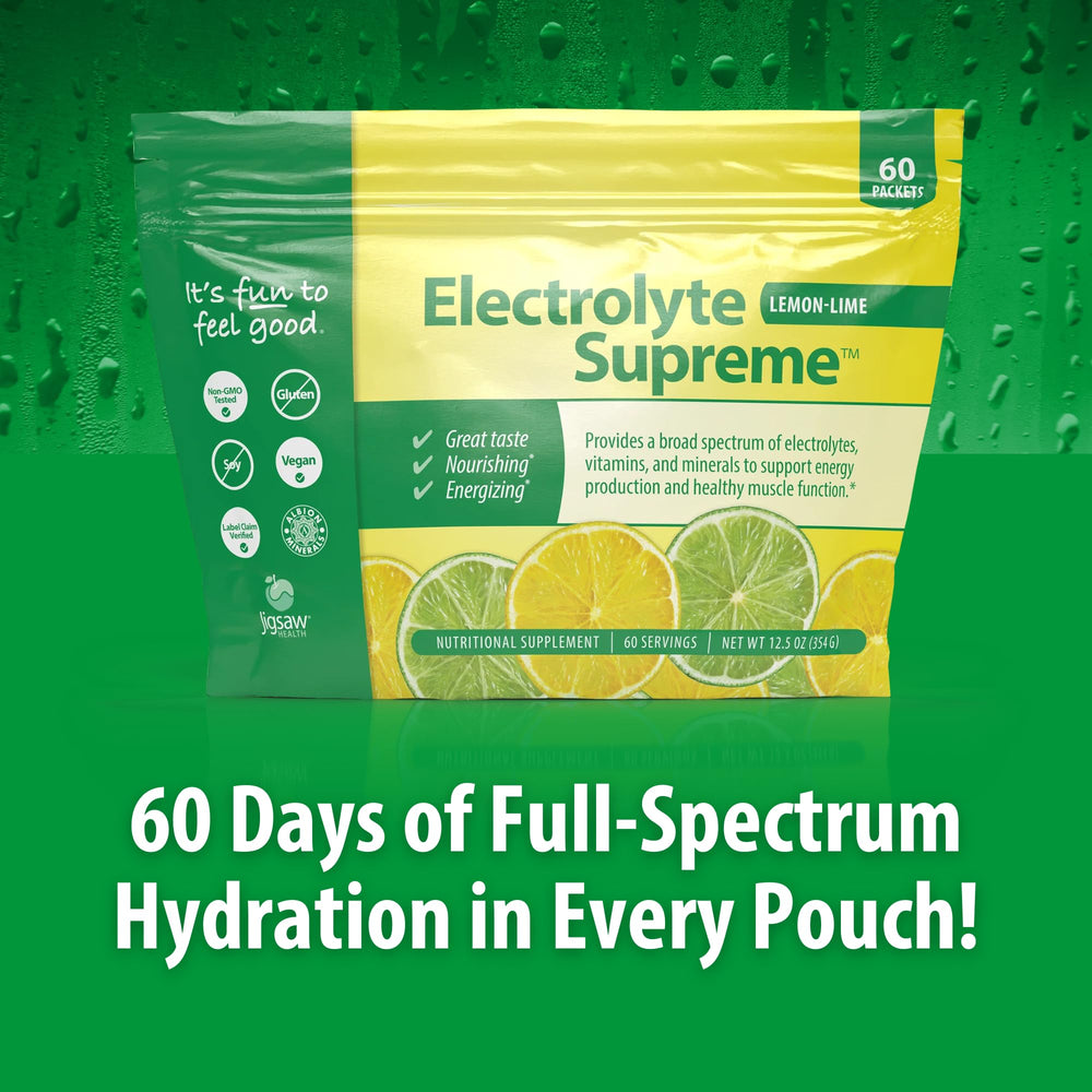 Jigsaw Health Electrolyte Supreme berry licious packet boosts energy during workouts.