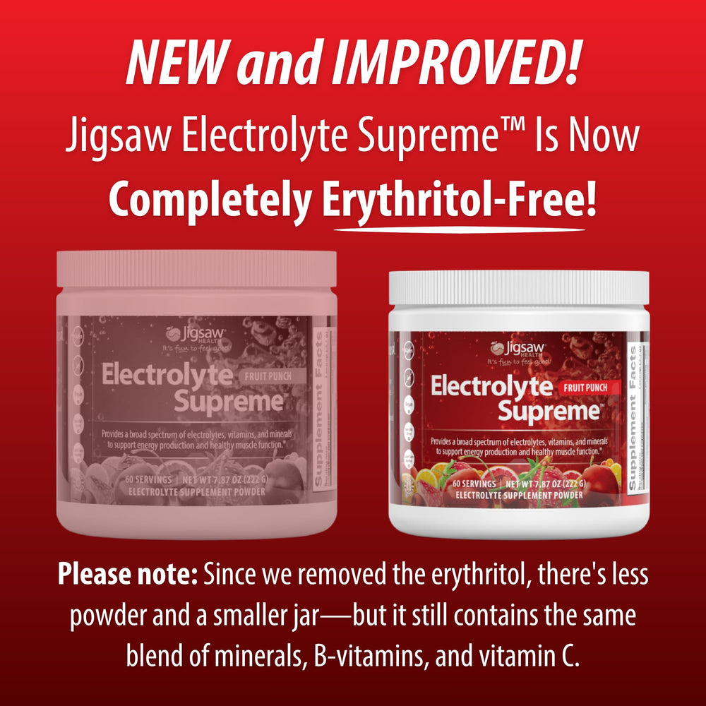 Jigsaw Health Electrolyte Supreme lemon-lime tub delivers crisp keto-friendly hydration