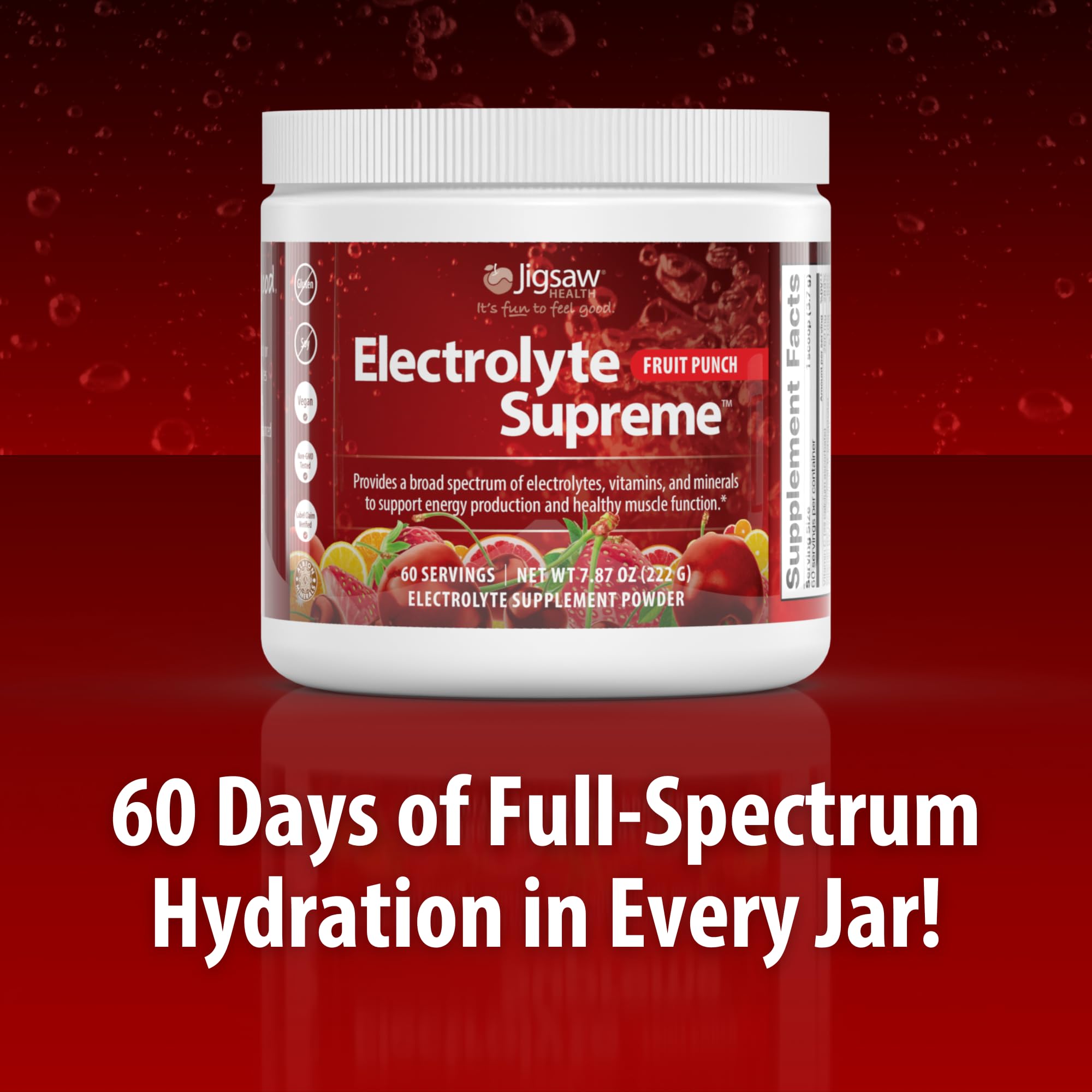 Jigsaw Health Electrolyte Supreme scoop and tub show easy daily dosing