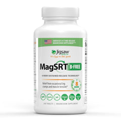 Jigsaw Health MagSRT bottle display showing premium magnesium malate supplement