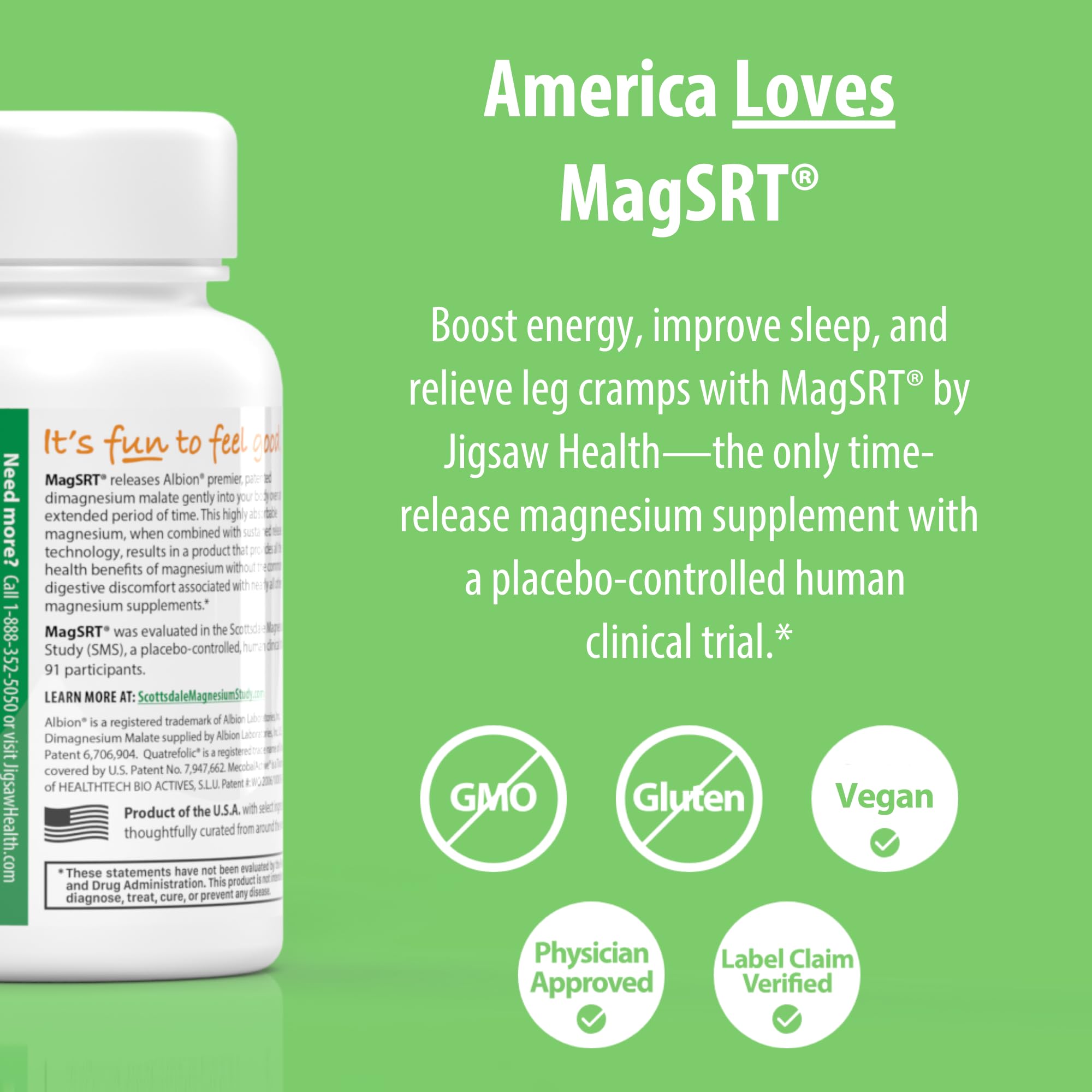 Jigsaw Health MagSRT label shows timed-release magnesium details clearly.