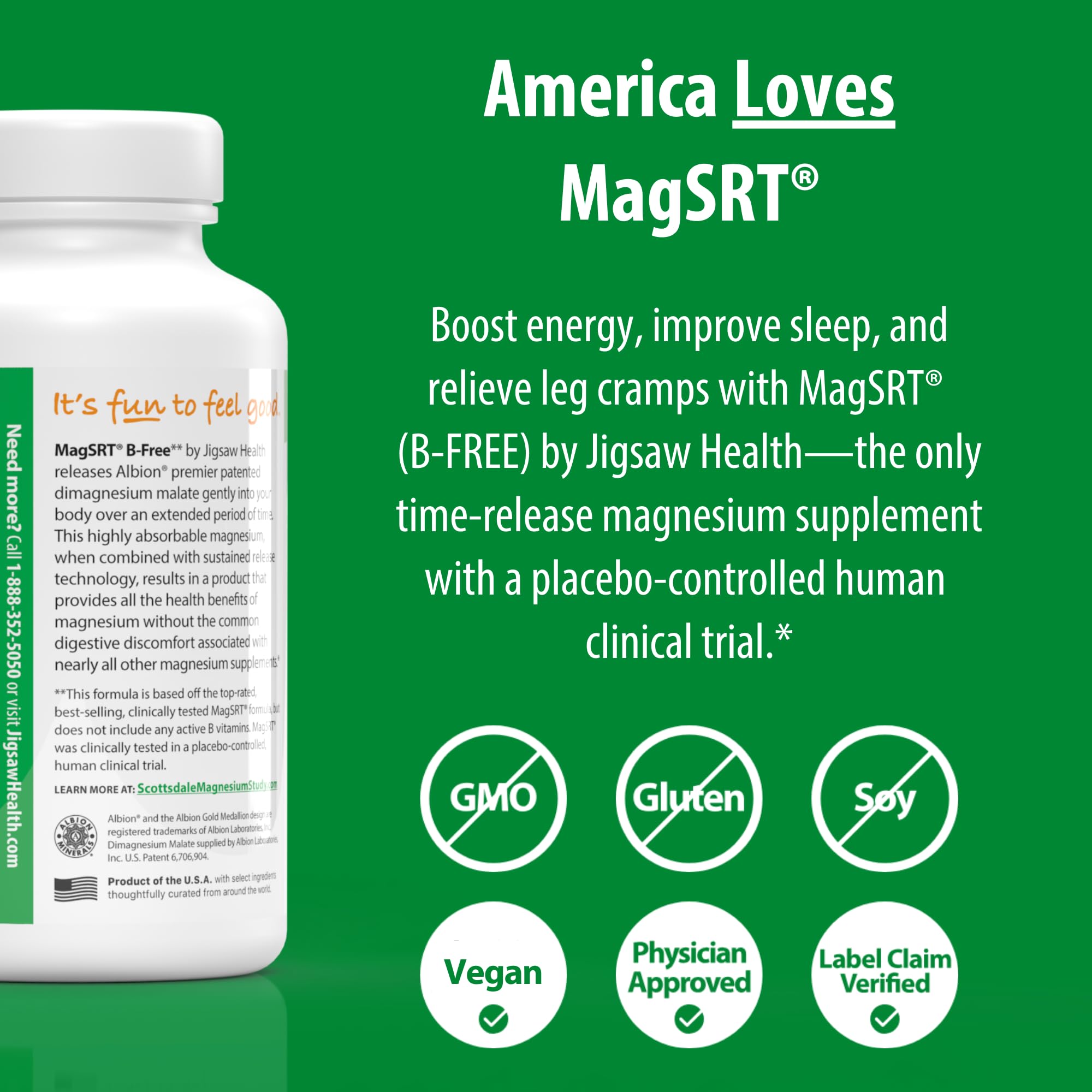 Jigsaw Health MagSRT label closeup emphasizes B-free formula