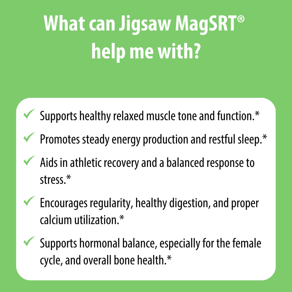 MagSRT nutrition facts panel highlights the premium dimagnesium malate