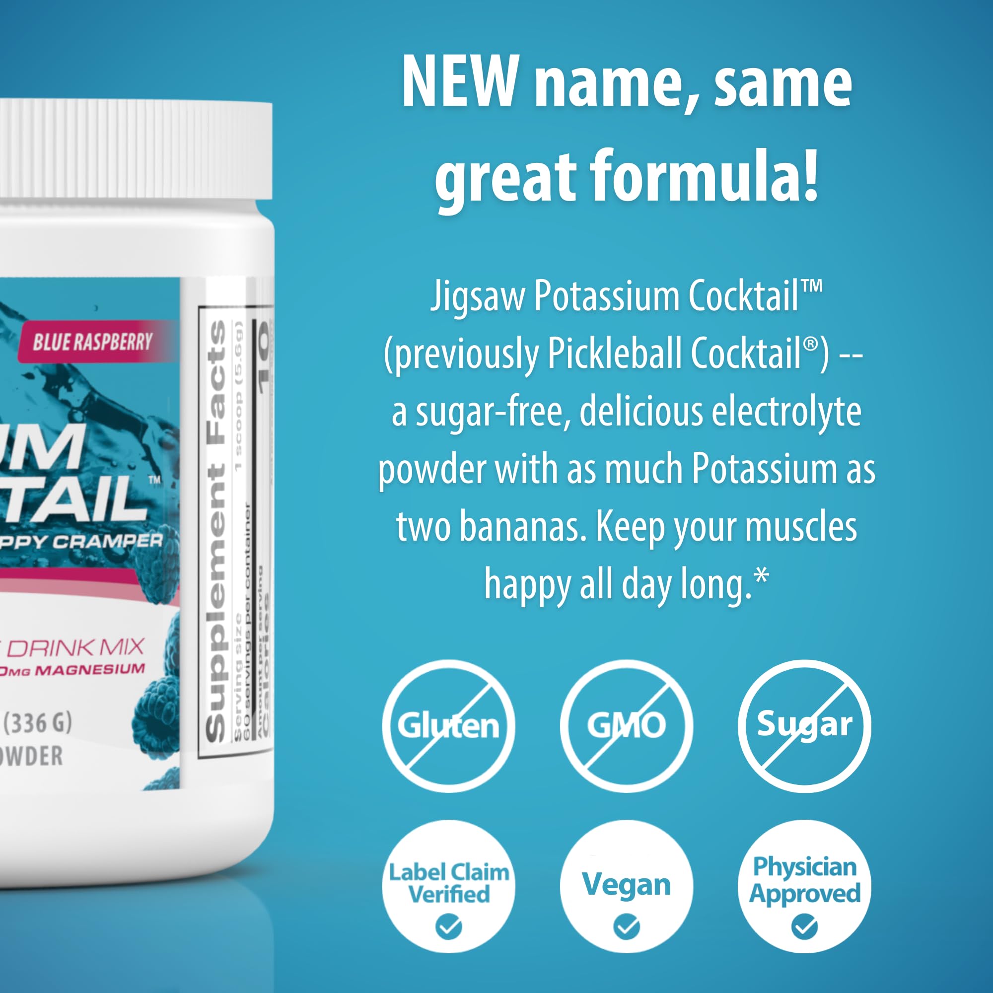 Jar of Jigsaw Health Potassium Cocktail with 60 servings for daily use