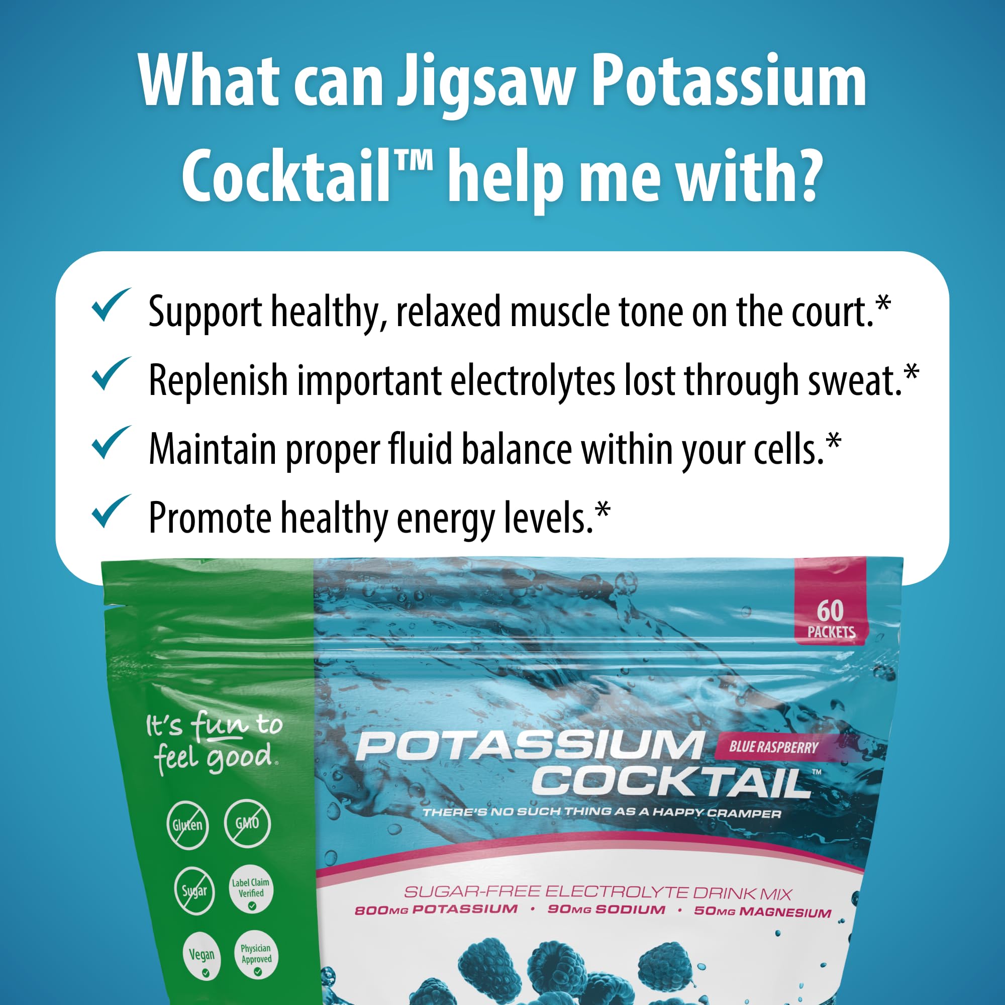 Morning light on Jigsaw Health Potassium Cocktail blue raspberry as part of daily routine