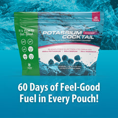 Pouring Jigsaw Health Potassium Cocktail blue raspberry into a glass for refreshing hydration