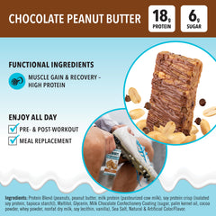 Single JimmyBar! bite with creamy chocolate and crunchy peanuts