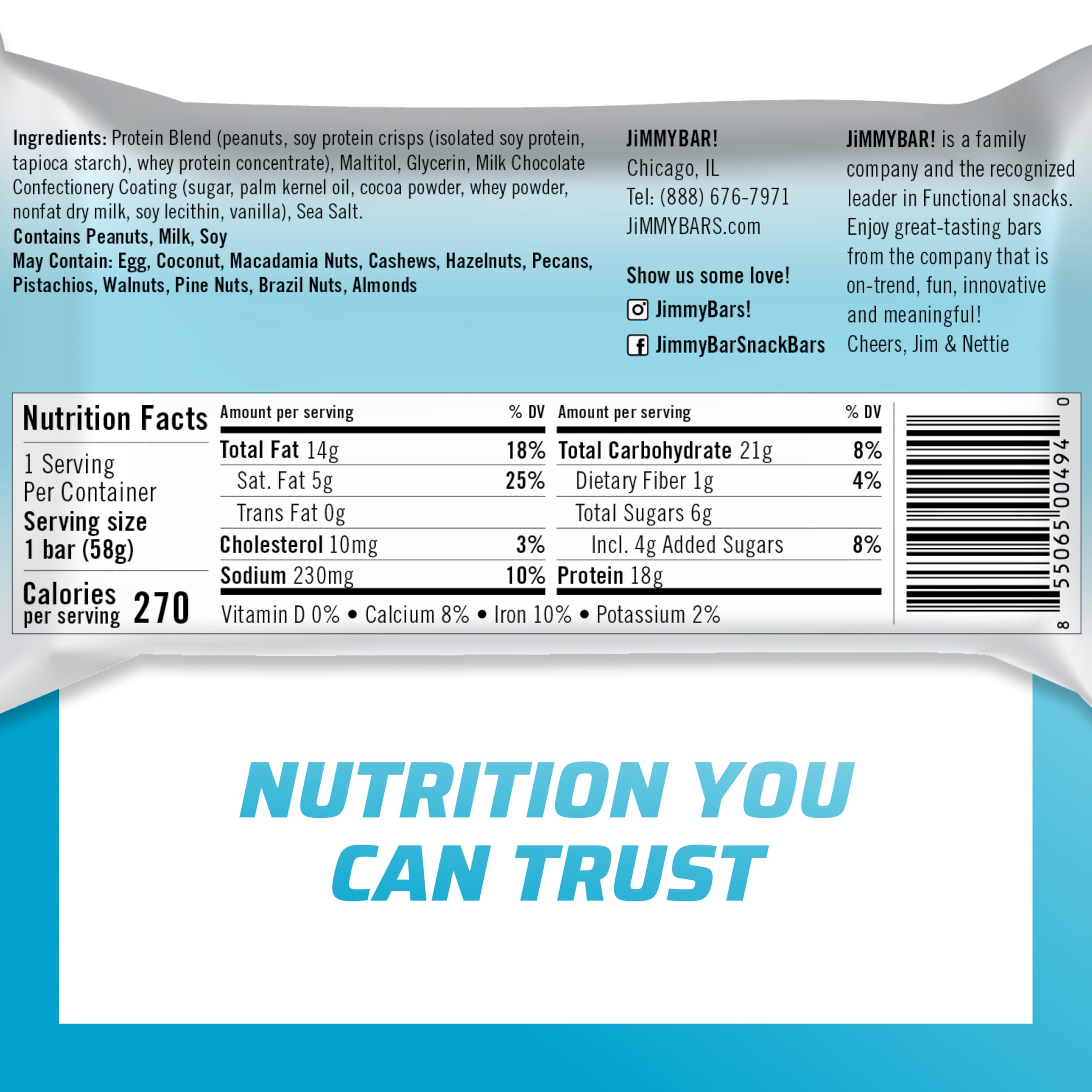 Cross-section of JimmyBar! showing peanuts and texture inside