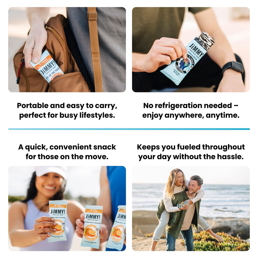 JIMMYBAR functional fuel with guarana, MCT oil, omega-3 for focus.