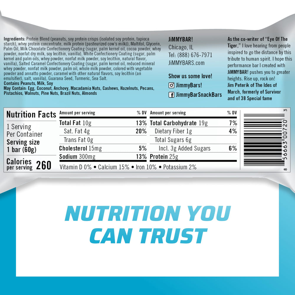 JimmyBar real peanuts highlight authentic flavor and crunch.