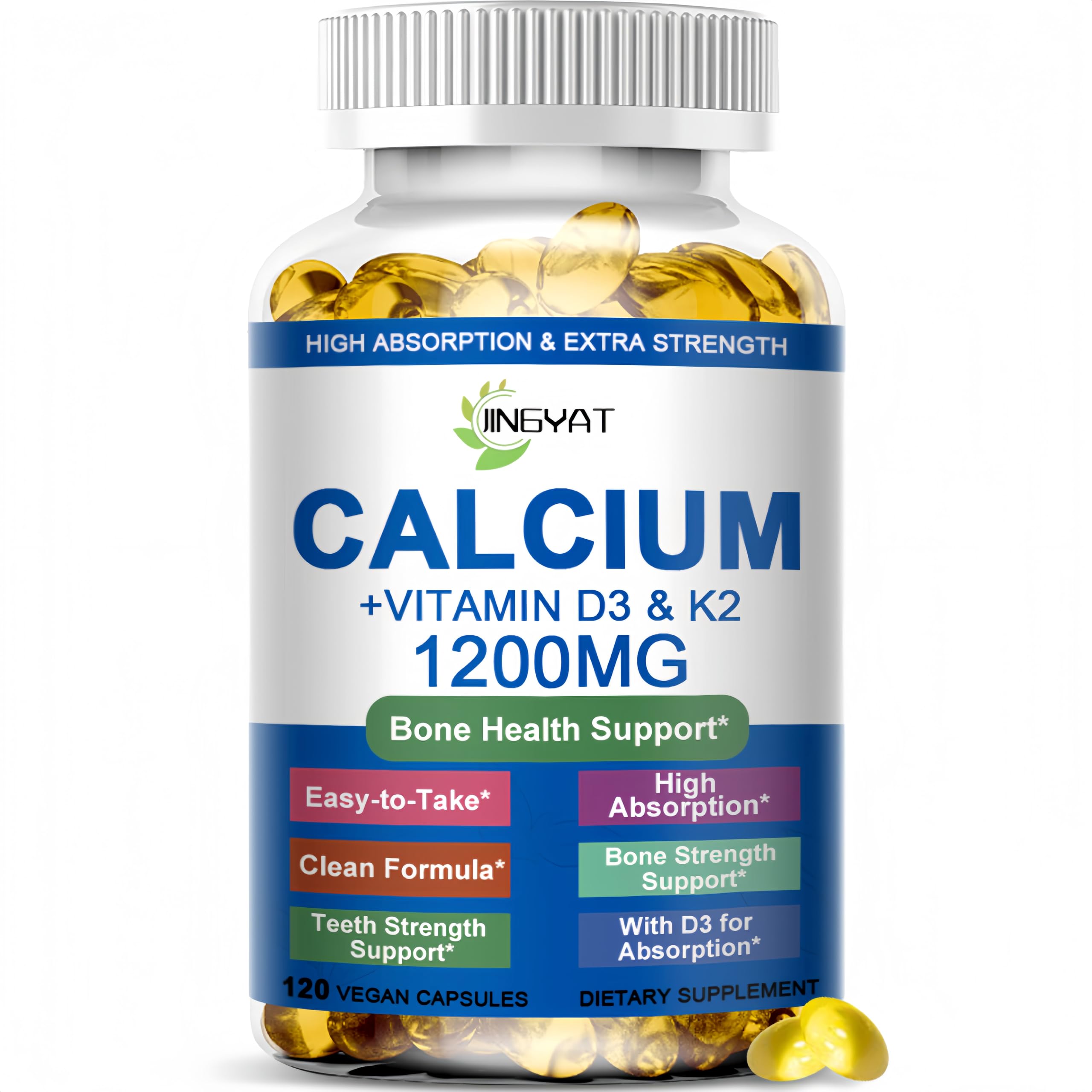 JINGYAT Calcium 1200mg bottle supports everyday bone health.