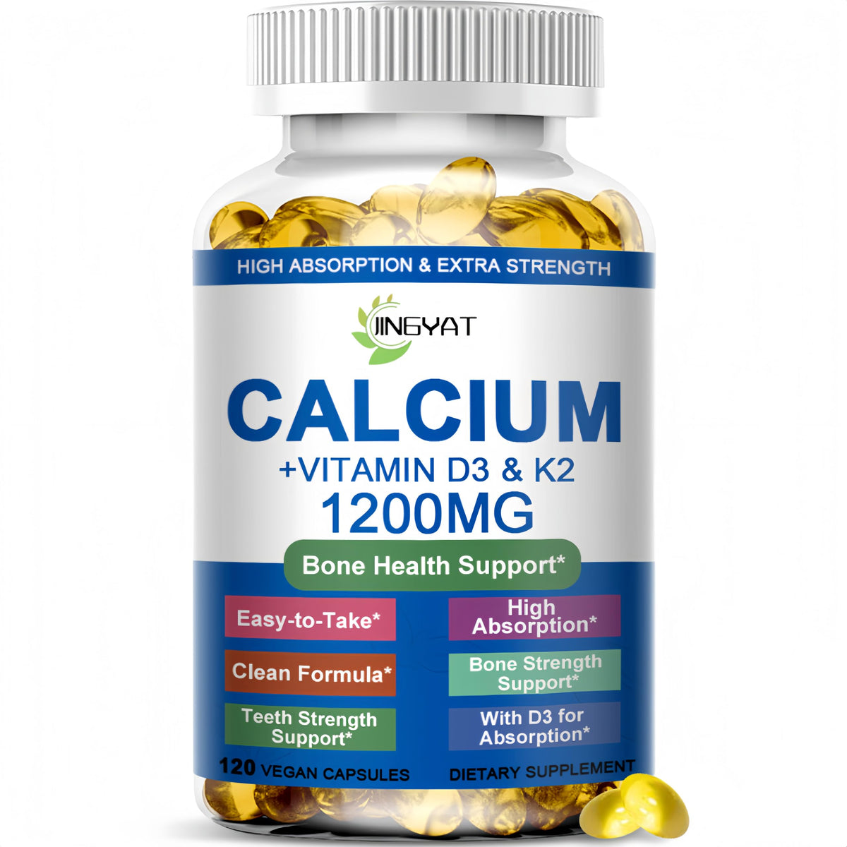 JINGYAT Calcium 1200mg bottle supports everyday bone health.