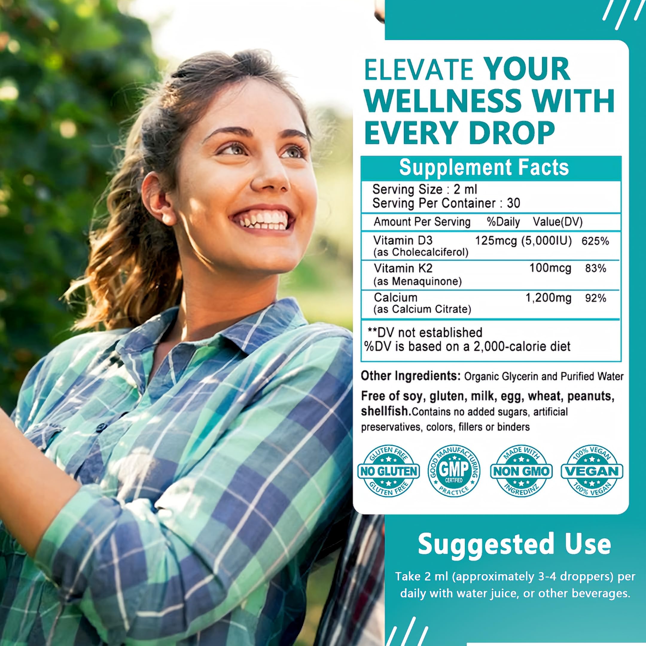 JINGYAT Calcium Drops dropper dispensing a precise daily dose.