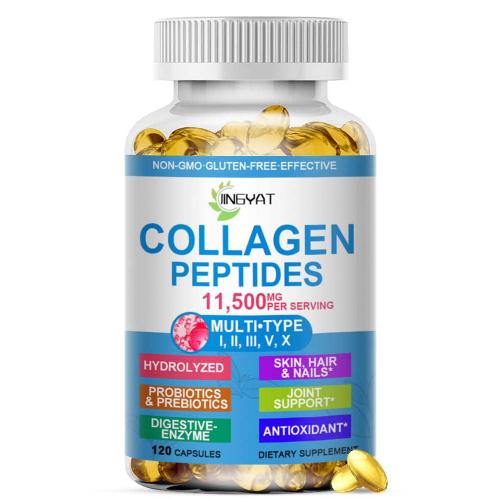 JINGYAT Collagen Softgels bottle front showing premium hydrolyzed collagen for joints and skin support.