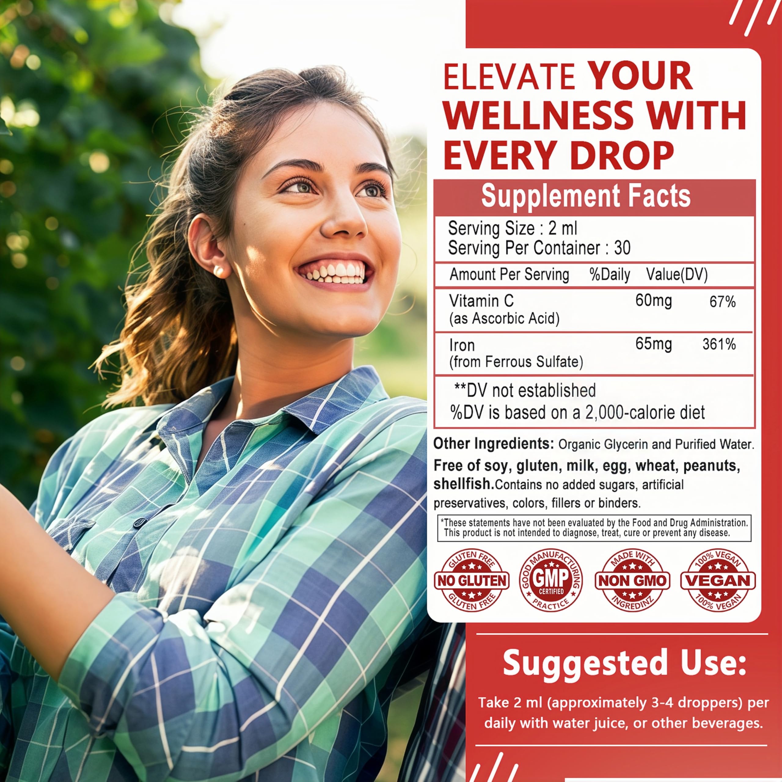 Sublingual use of JINGYAT Iron Liquid Drops for flexible dosing.