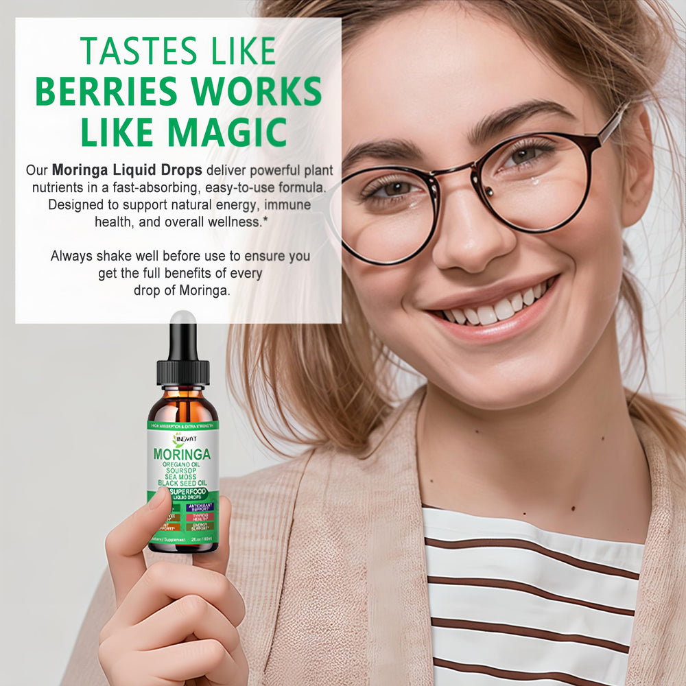 JINGYAT Moringa Complex Drops on shelf conveys non-GMO, clean plant-based support.