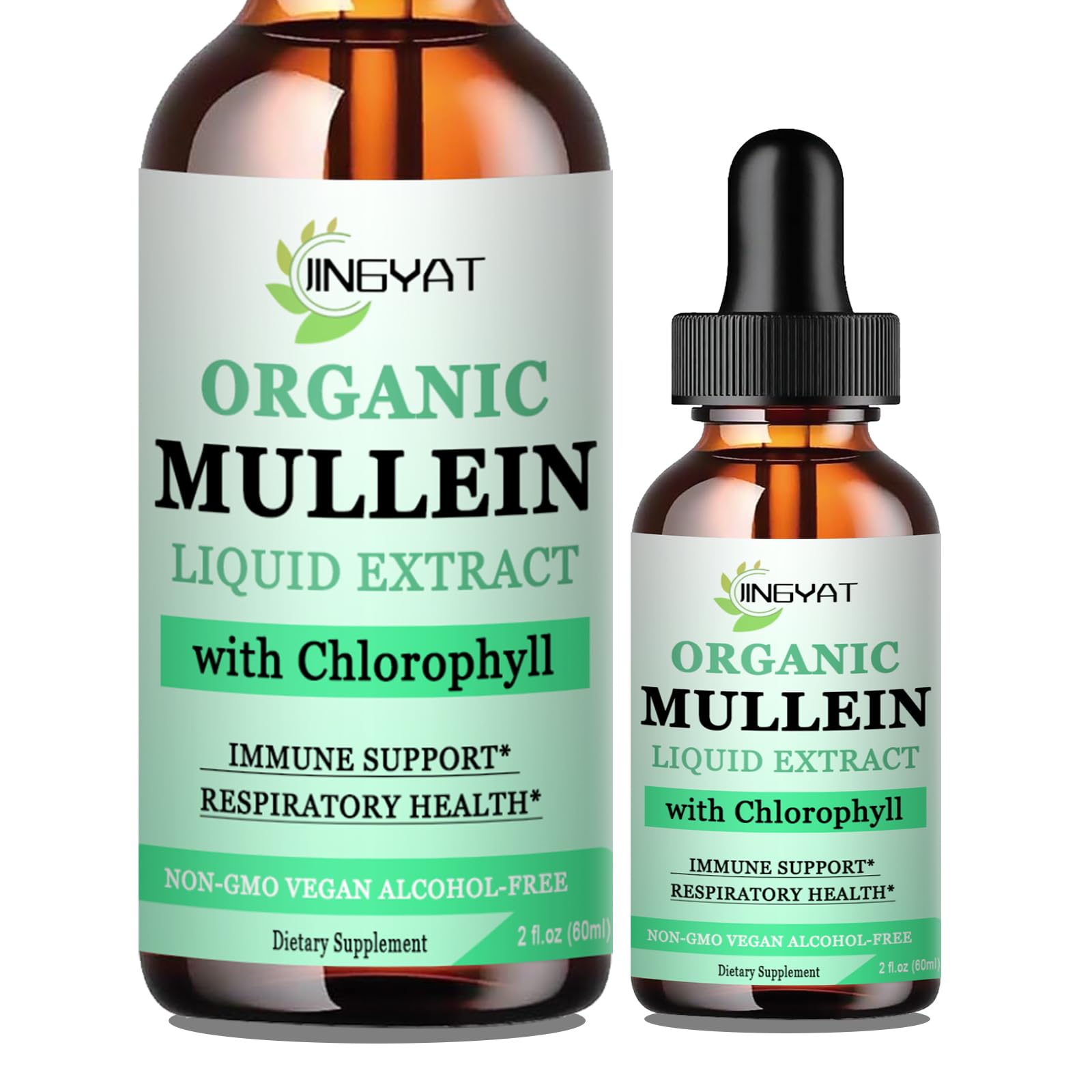 JINGYAT Mullein Drops bottle pour shows easy dosing for daily respiratory support.