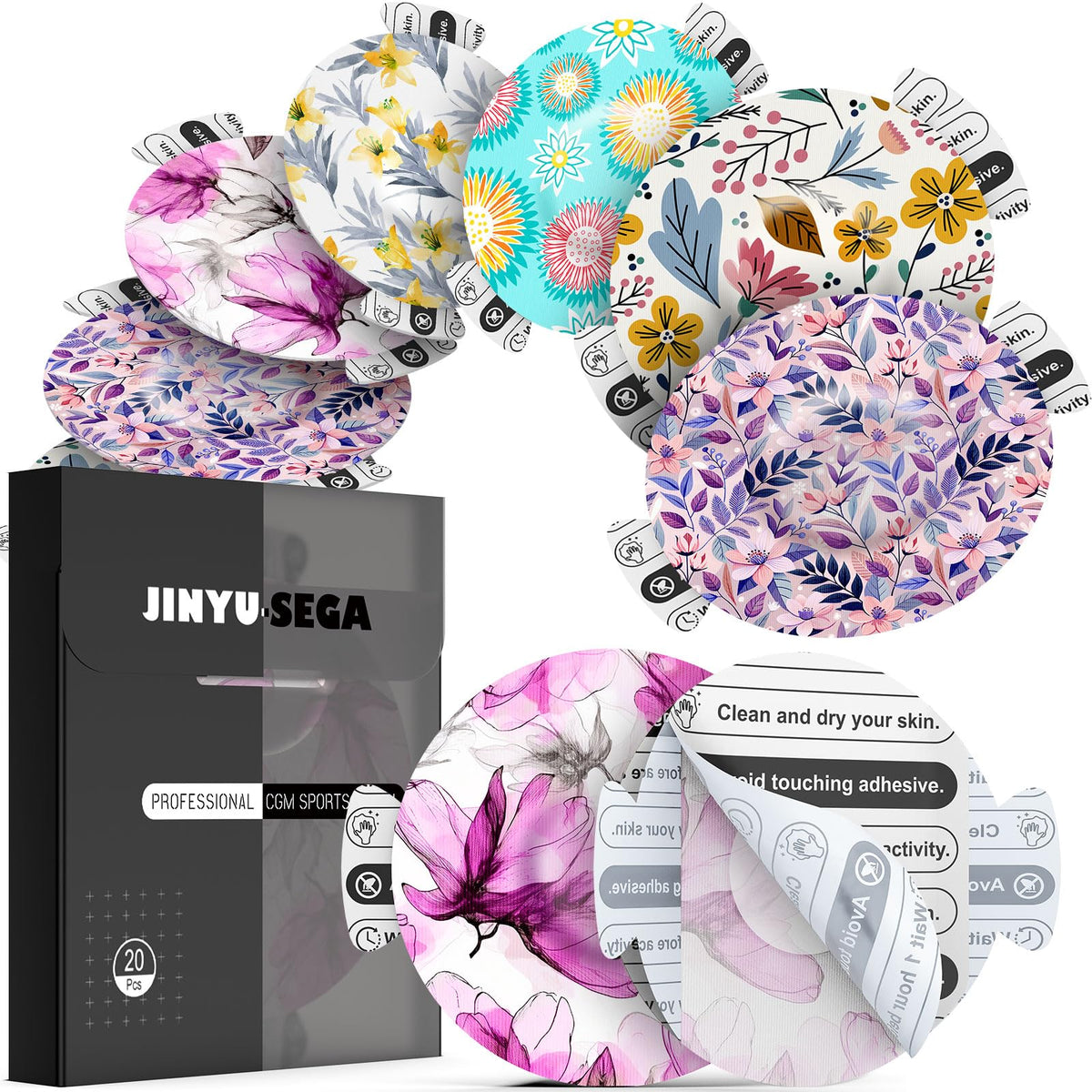 Jinyu-Sega Dexcom G7 patch close-up for secure, long-lasting CGM wear