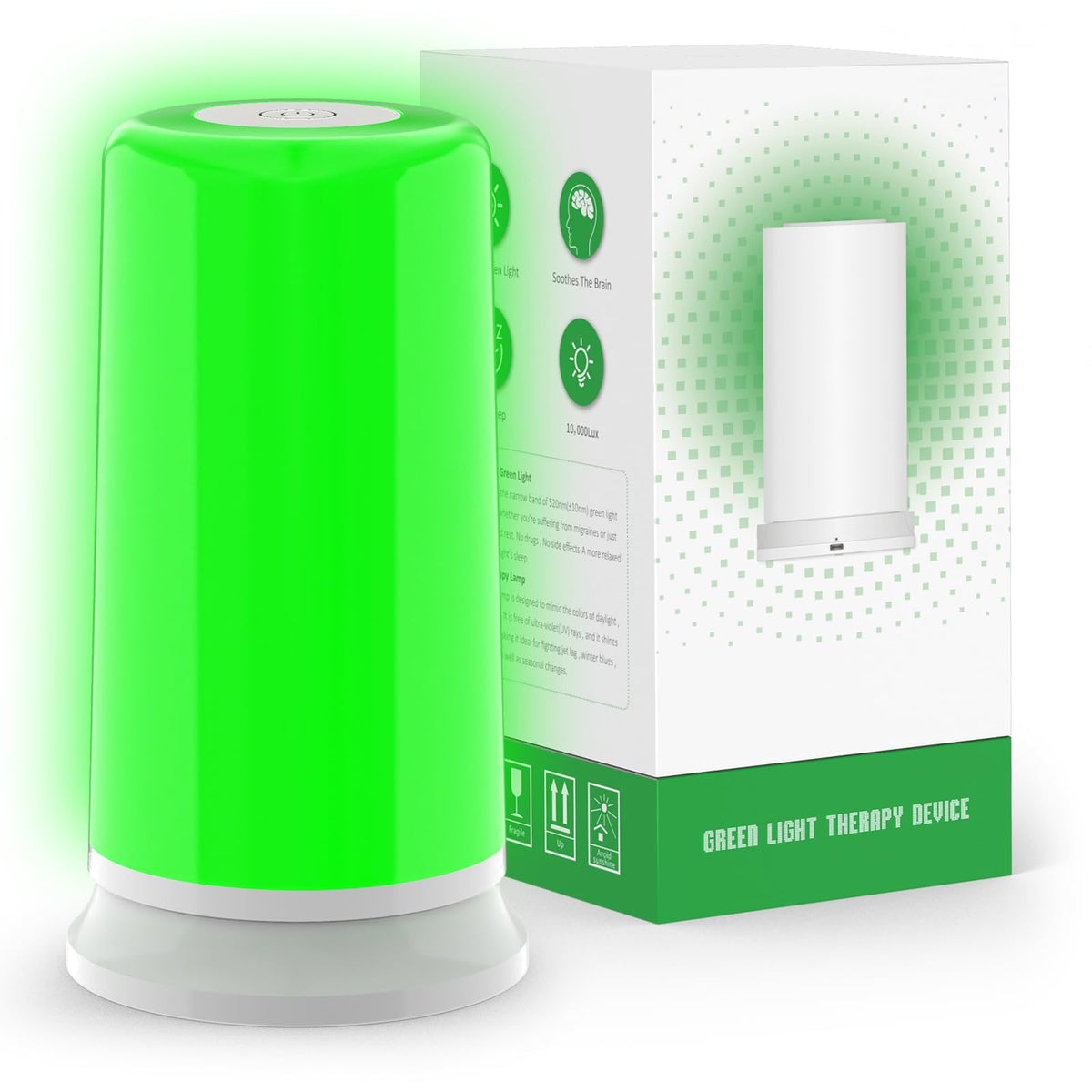 Jitesy Green Light Therapy lamp with 520nm focus for relaxation.